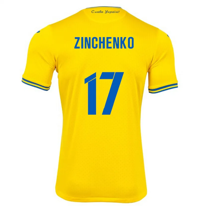 Danxen Bambino Maglia Ucraina Oleksandr Zinchenko #17 Giallo Kit Gara Home 24-26 Maglietta