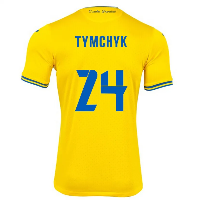 Danxen Bambino Maglia Ucraina Oleksandr Tymchyk #24 Giallo Kit Gara Home 24-26 Maglietta