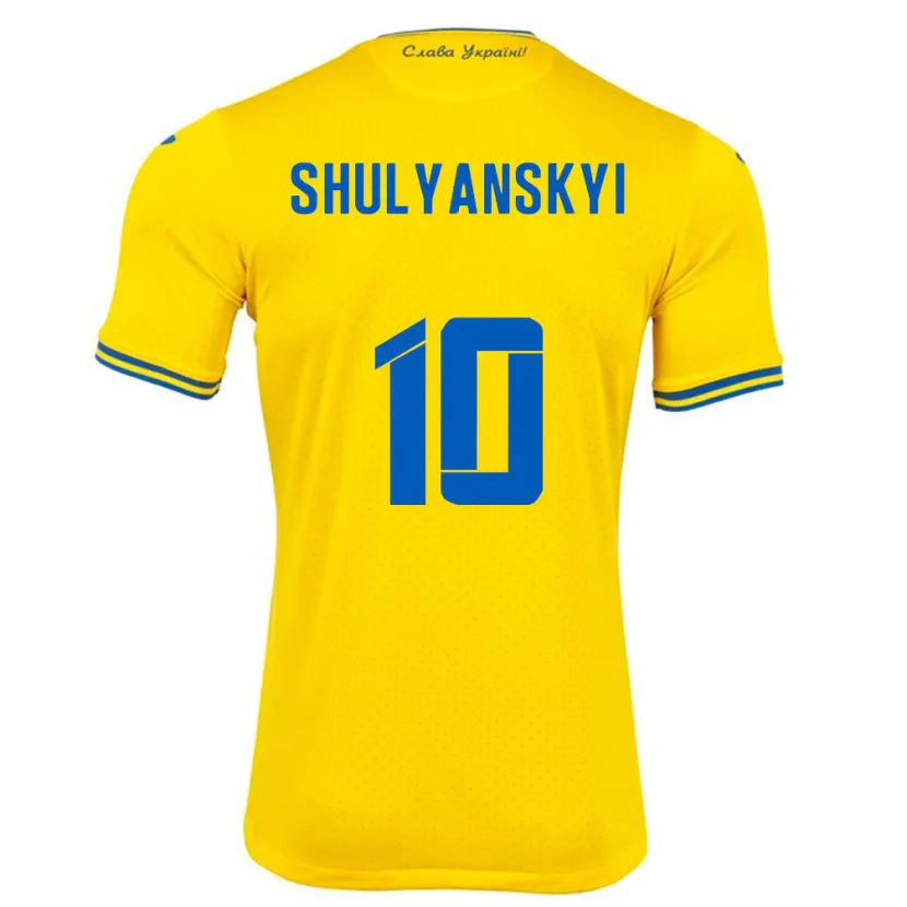 Danxen Bambino Maglia Ucraina Artem Shulyanskyi #10 Giallo Kit Gara Home 24-26 Maglietta