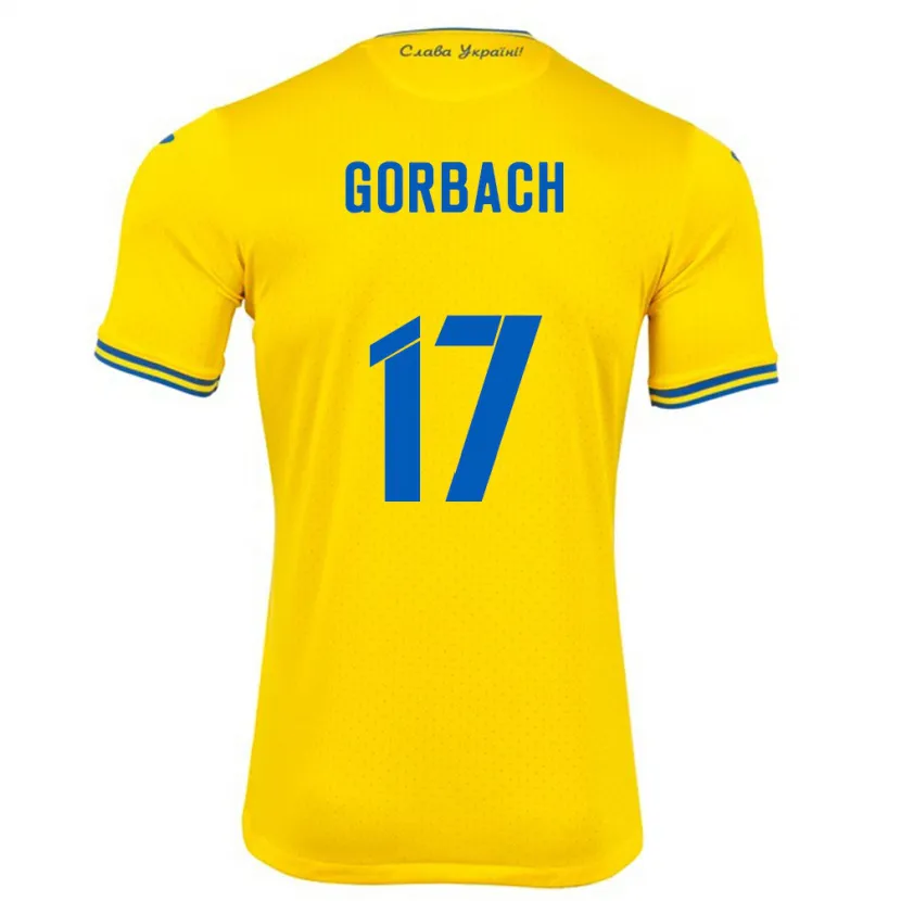 Danxen Bambino Maglia Ucraina Igor Gorbach #17 Giallo Kit Gara Home 24-26 Maglietta