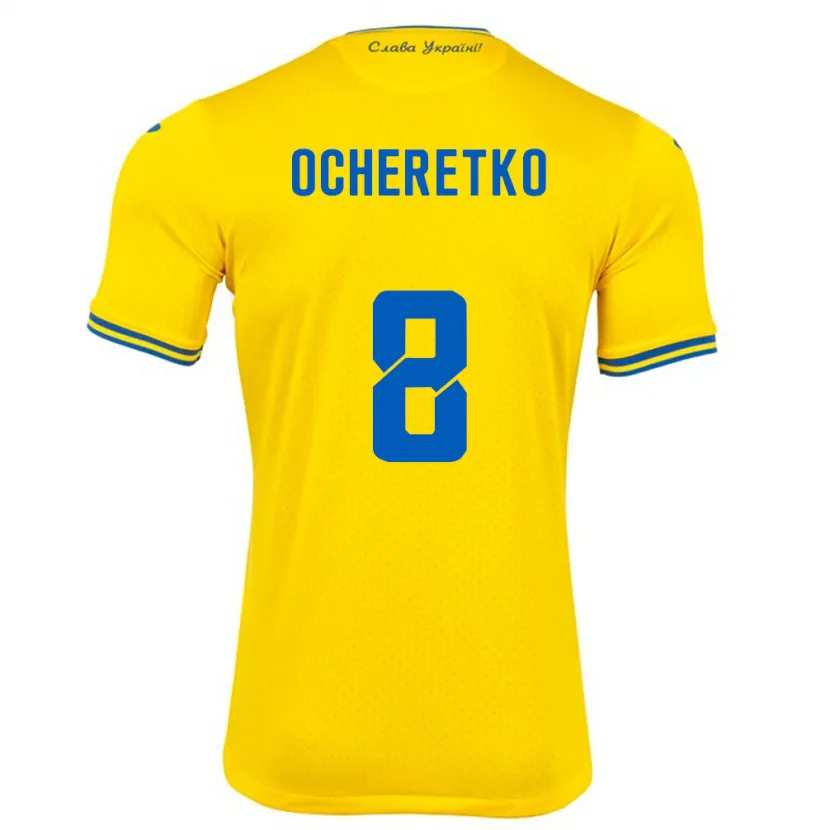 Danxen Bambino Maglia Ucraina Oleg Ocheretko #8 Giallo Kit Gara Home 24-26 Maglietta