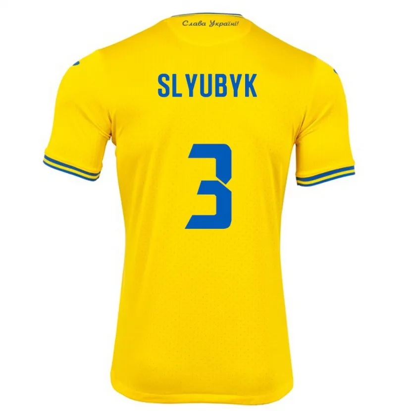 Danxen Bambino Maglia Ucraina Bogdan Slyubyk #3 Giallo Kit Gara Home 24-26 Maglietta