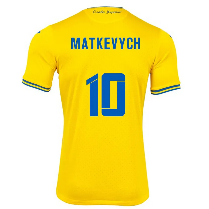 Danxen Bambino Maglia Ucraina Andriy Matkevych #10 Giallo Kit Gara Home 24-26 Maglietta