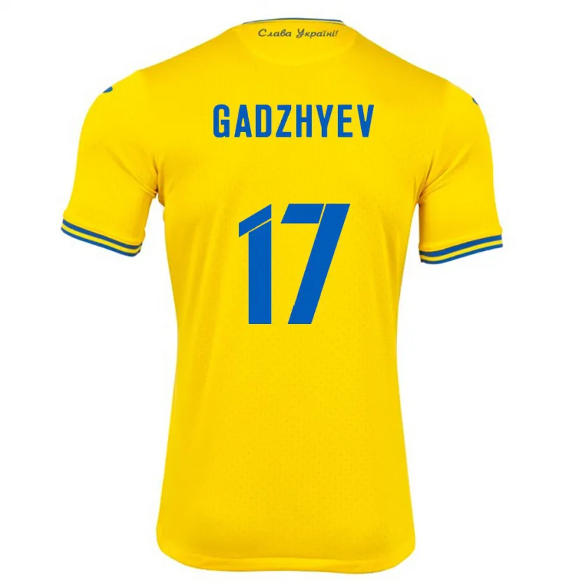 Danxen Bambino Maglia Ucraina Ramik Gadzhyev #17 Giallo Kit Gara Home 24-26 Maglietta