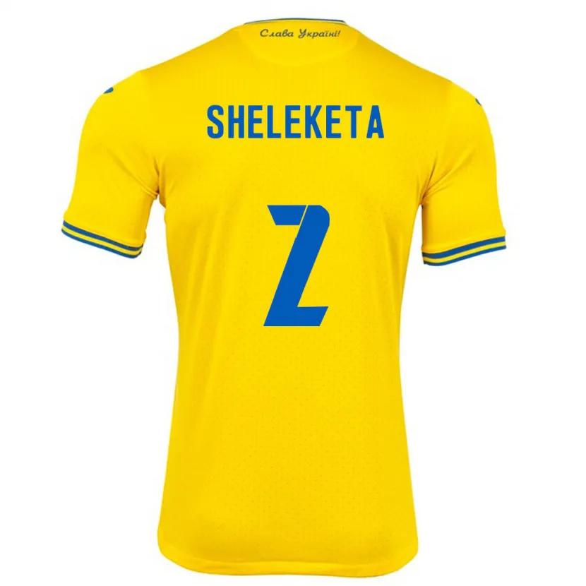 Danxen Bambino Maglia Ucraina Mykyta Sheleketa #2 Giallo Kit Gara Home 24-26 Maglietta