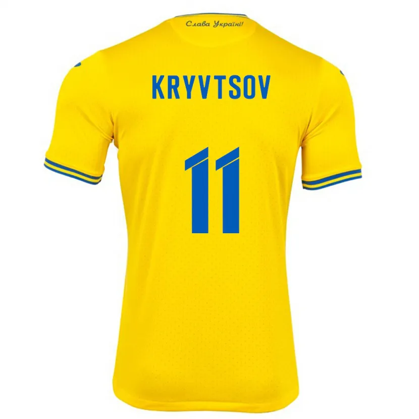 Danxen Bambino Maglia Ucraina Nikita Kryvtsov #11 Giallo Kit Gara Home 24-26 Maglietta