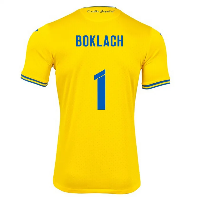 Danxen Bambino Maglia Ucraina Kateryna Boklach #1 Giallo Kit Gara Home 24-26 Maglietta