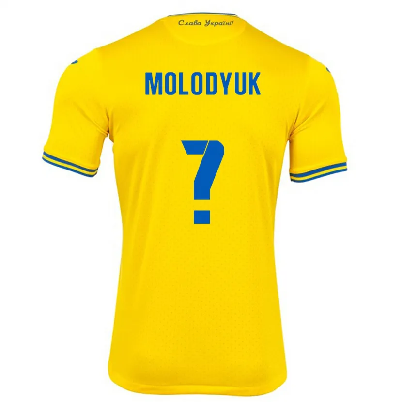 Danxen Bambino Maglia Ucraina Yelyzaveta Molodyuk #0 Giallo Kit Gara Home 24-26 Maglietta
