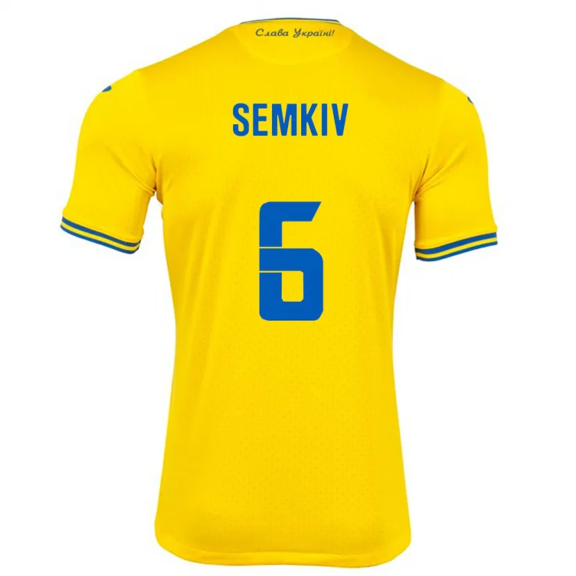 Danxen Bambino Maglia Ucraina Dayana Semkiv #6 Giallo Kit Gara Home 24-26 Maglietta