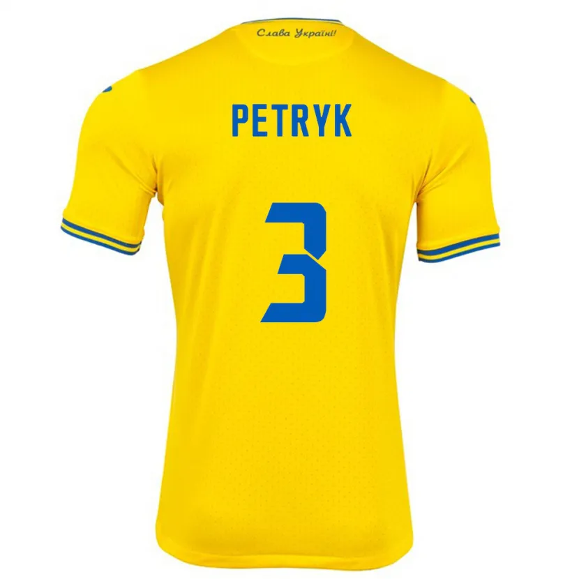 Danxen Bambino Maglia Ucraina Anna Petryk #3 Giallo Kit Gara Home 24-26 Maglietta