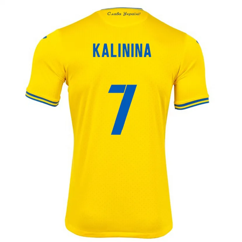 Danxen Bambino Maglia Ucraina Yana Kalinina #7 Giallo Kit Gara Home 24-26 Maglietta