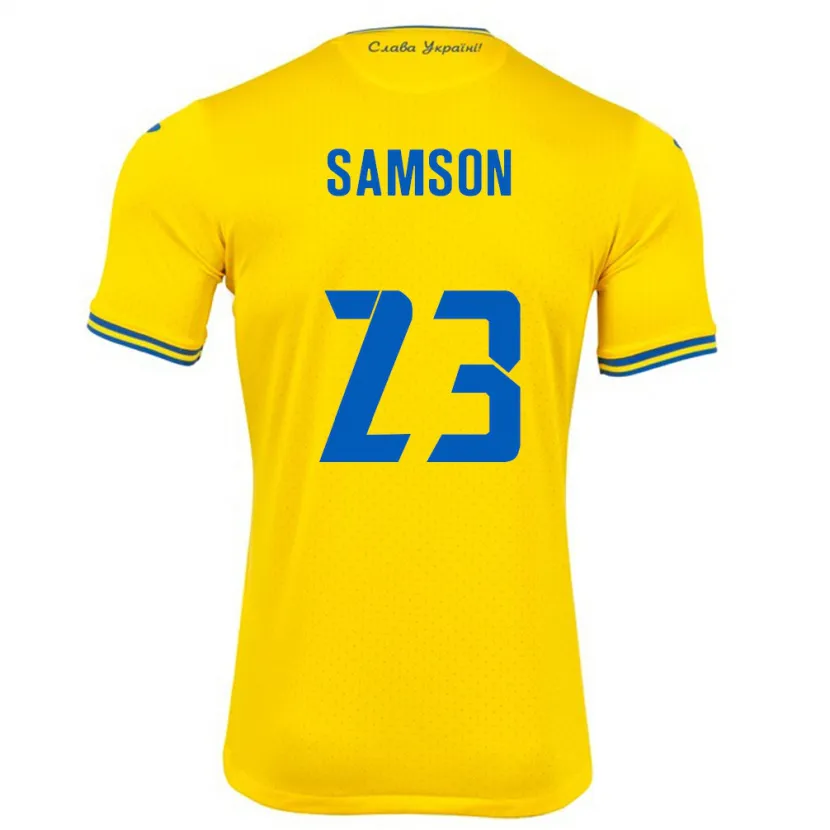 Danxen Bambino Maglia Ucraina Kateryna Samson #23 Giallo Kit Gara Home 24-26 Maglietta