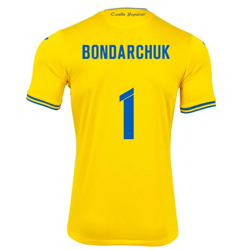 Danxen Bambino Maglia Ucraina Daryna Bondarchuk #1 Giallo Kit Gara Home 24-26 Maglietta