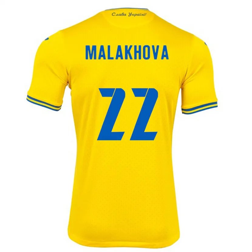 Danxen Bambino Maglia Ucraina Yana Malakhova #22 Giallo Kit Gara Home 24-26 Maglietta