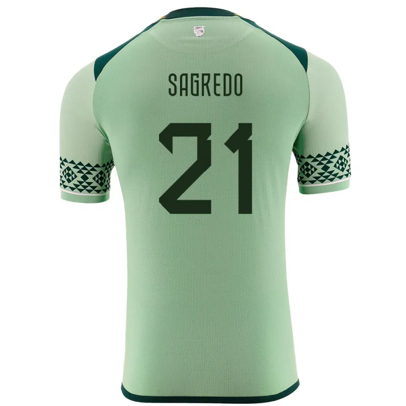 Danxen Bambino Maglia Bolivia José Sagredo #21 Verde Chiaro Kit Gara Home 24-26 Maglietta