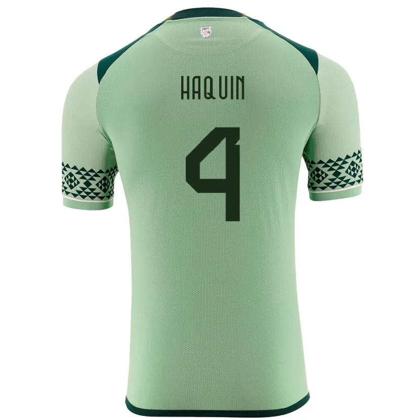 Danxen Bambino Maglia Bolivia Luis Haquín #4 Verde Chiaro Kit Gara Home 24-26 Maglietta