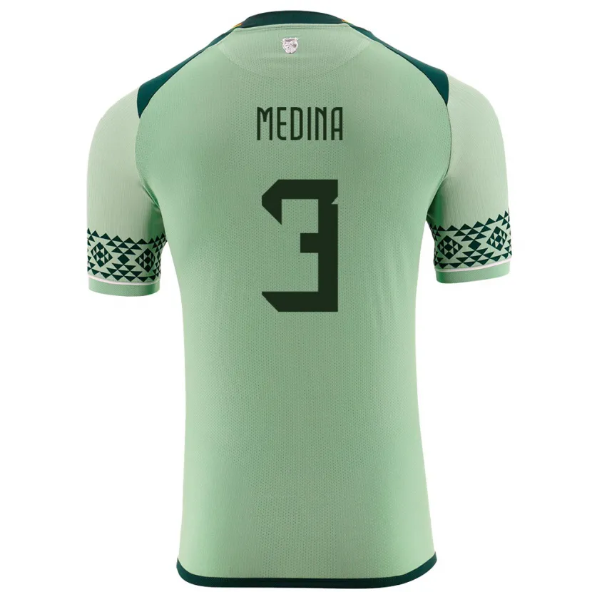 Danxen Bambino Maglia Bolivia Diego Medina #3 Verde Chiaro Kit Gara Home 24-26 Maglietta