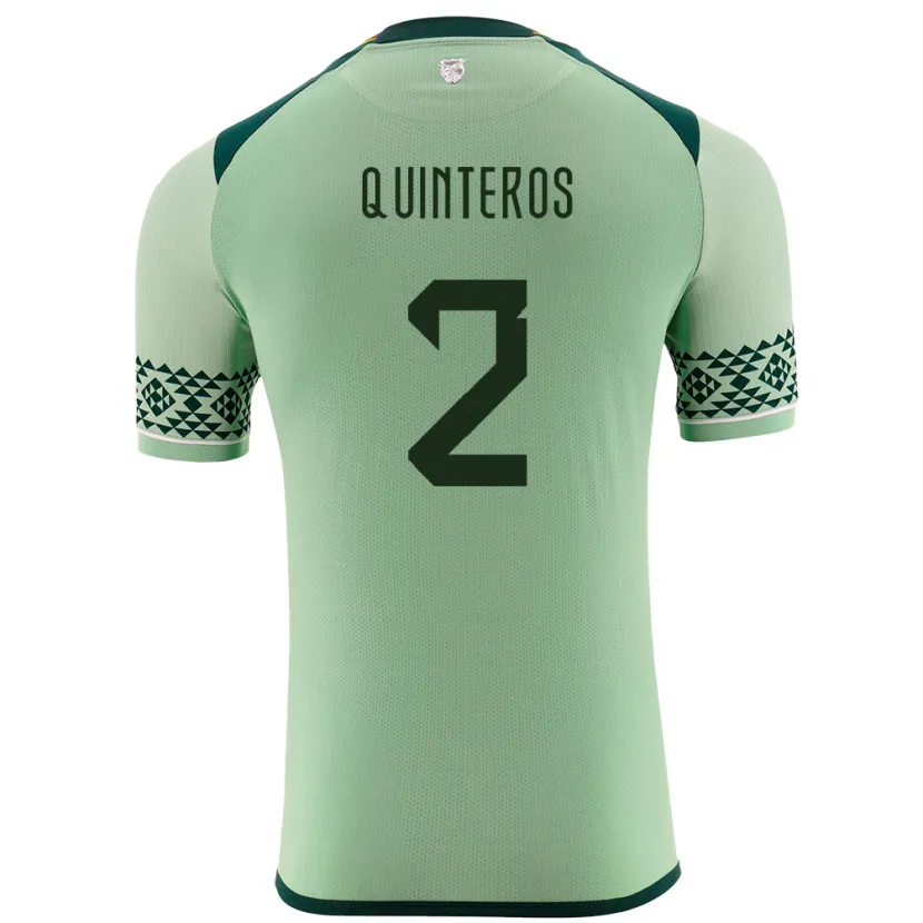 Danxen Bambino Maglia Bolivia Jairo Quinteros #2 Verde Chiaro Kit Gara Home 24-26 Maglietta