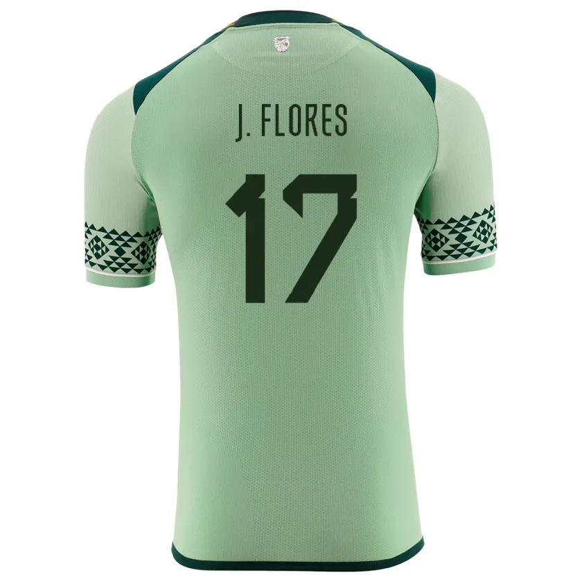 Danxen Bambino Maglia Bolivia José Flores #17 Verde Chiaro Kit Gara Home 24-26 Maglietta