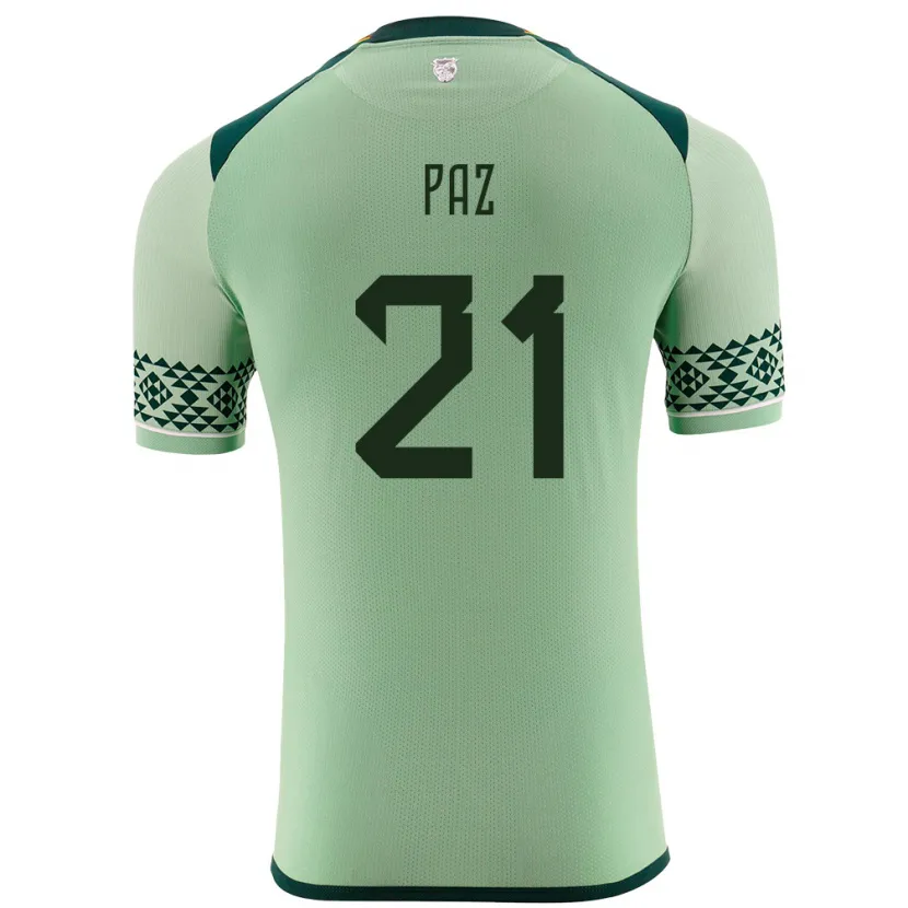 Danxen Bambino Maglia Bolivia Luis Paz #21 Verde Chiaro Kit Gara Home 24-26 Maglietta