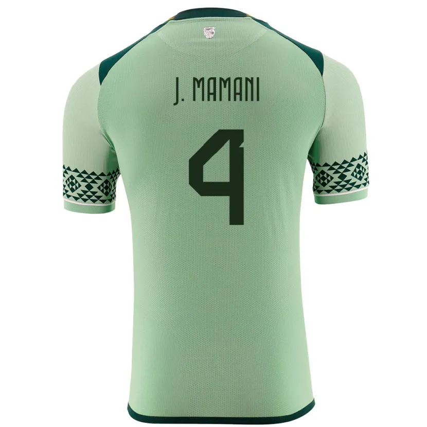 Danxen Bambino Maglia Bolivia Jhylian Mary Mamani #4 Verde Chiaro Kit Gara Home 24-26 Maglietta