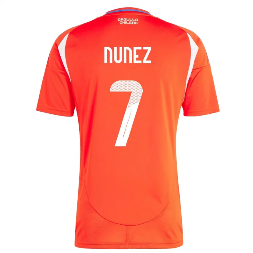 Danxen Bambino Maglia Cile Marcelino Núñez #7 Rosso Kit Gara Home 24-26 Maglietta
