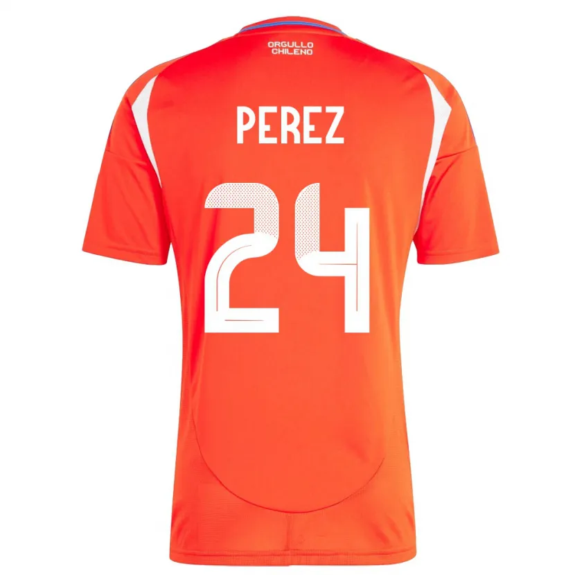 Danxen Bambino Maglia Cile César Pérez #24 Rosso Kit Gara Home 24-26 Maglietta