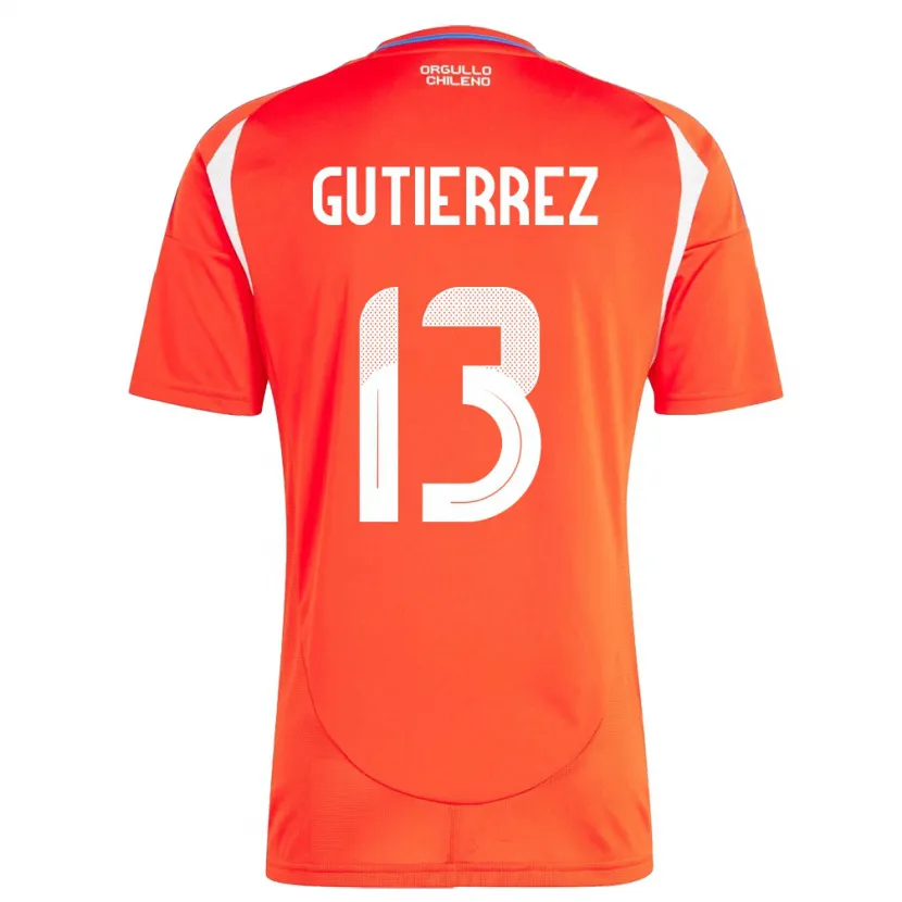 Danxen Bambino Maglia Cile Daniel Gutiérrez #13 Rosso Kit Gara Home 24-26 Maglietta