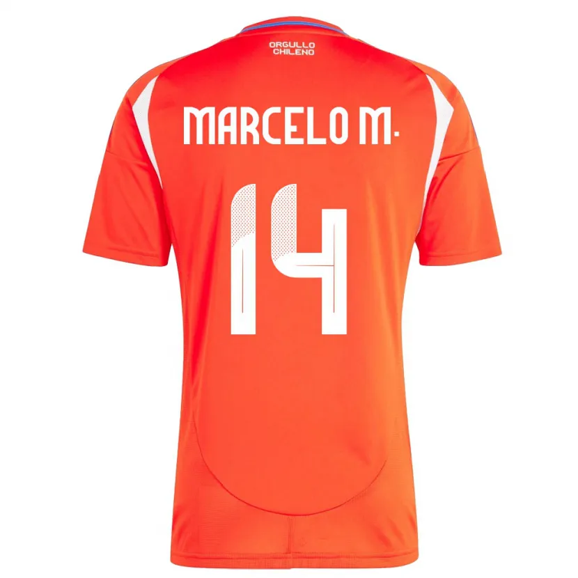 Danxen Bambino Maglia Cile Marcelo Morales #14 Rosso Kit Gara Home 24-26 Maglietta