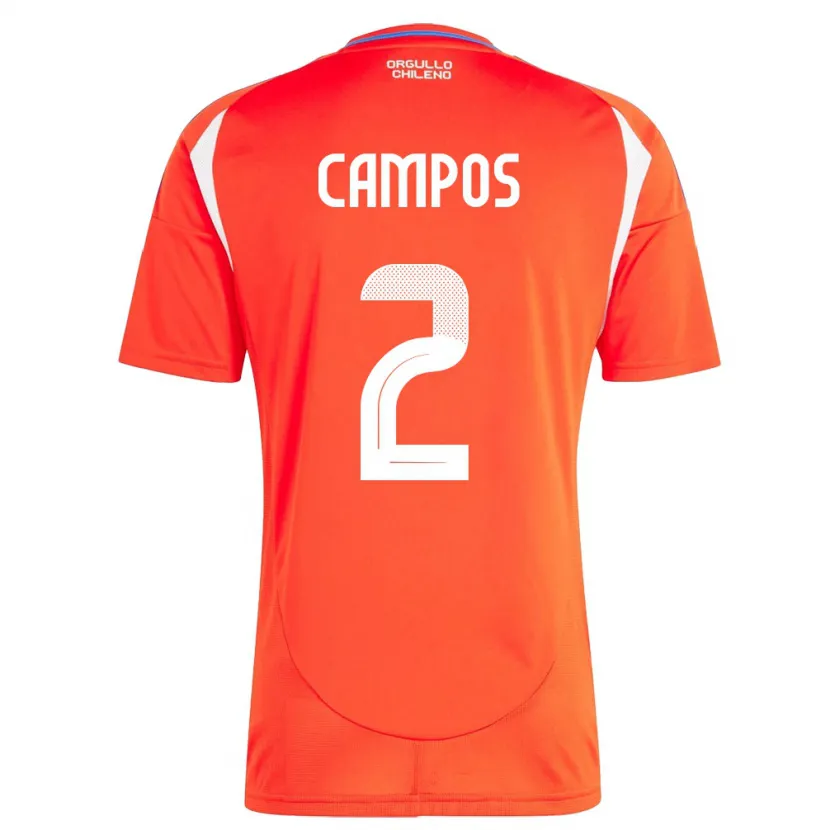 Danxen Bambino Maglia Cile Víctor Campos #2 Rosso Kit Gara Home 24-26 Maglietta