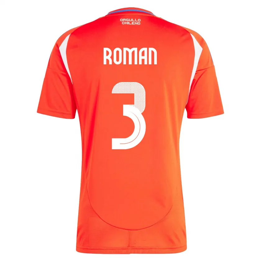 Danxen Bambino Maglia Cile Iván Román #3 Rosso Kit Gara Home 24-26 Maglietta