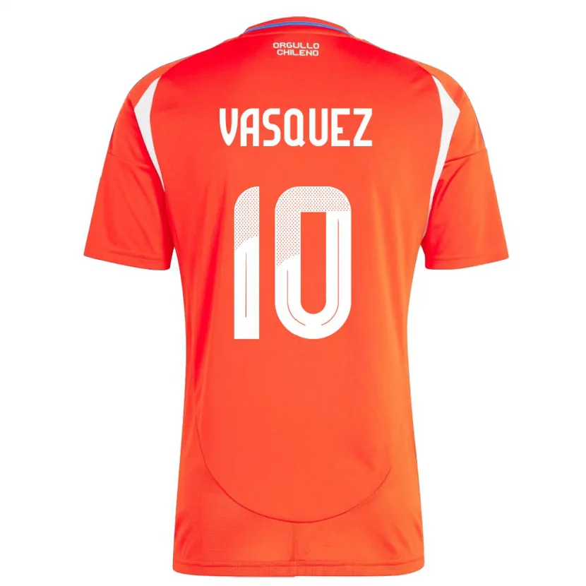 Danxen Bambino Maglia Cile Ignacio Vásquez #10 Rosso Kit Gara Home 24-26 Maglietta