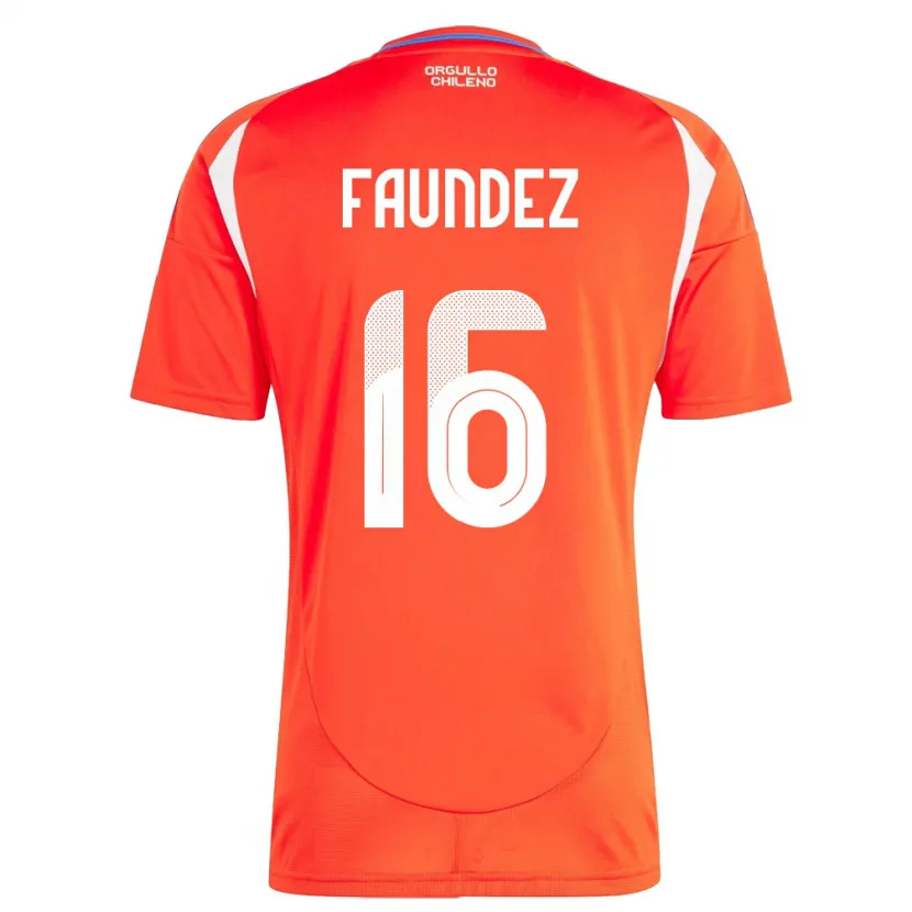 Danxen Bambino Maglia Cile Felipe Faúndez #16 Rosso Kit Gara Home 24-26 Maglietta