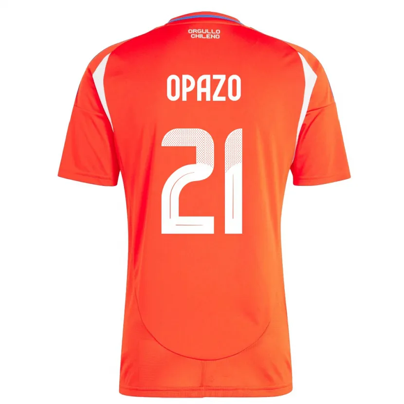 Danxen Bambino Maglia Cile Diego Opazo #21 Rosso Kit Gara Home 24-26 Maglietta