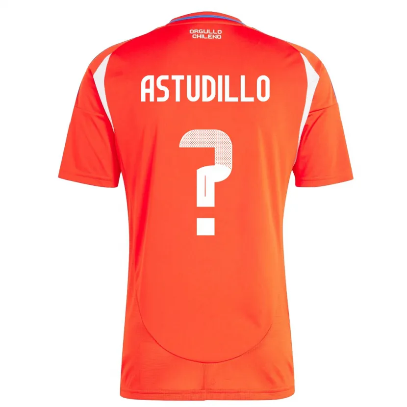 Danxen Bambino Maglia Cile Jerall Astudillo #0 Rosso Kit Gara Home 24-26 Maglietta