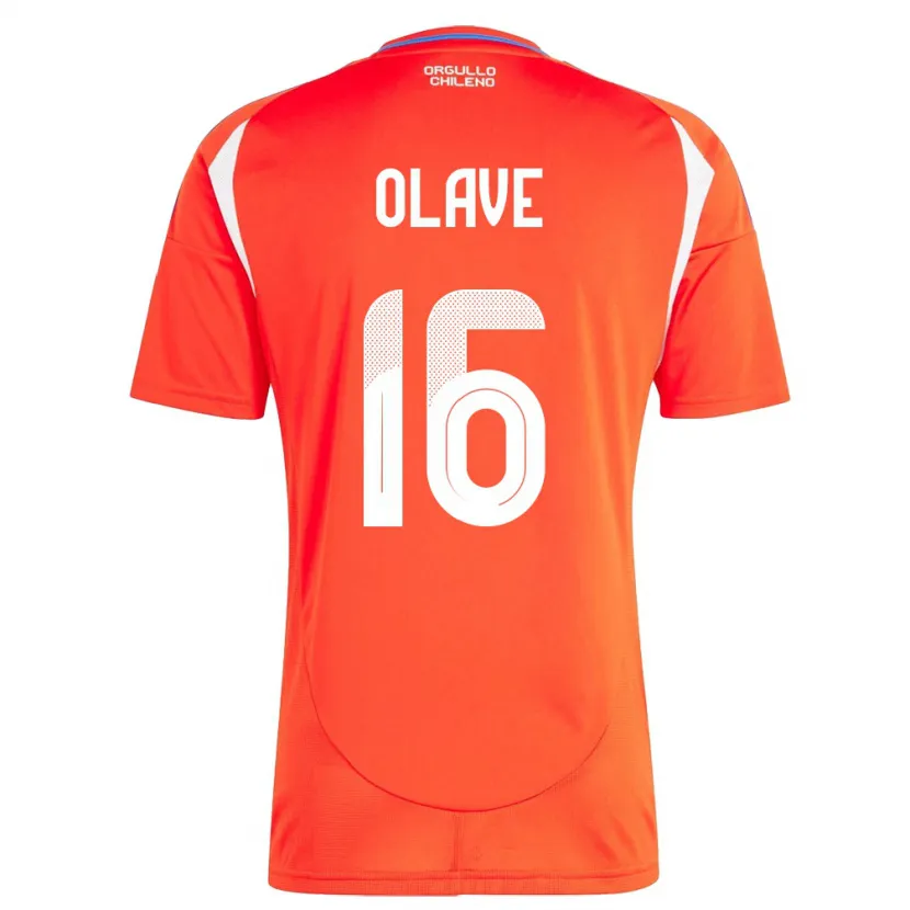 Danxen Bambino Maglia Cile Isidora Olave #16 Rosso Kit Gara Home 24-26 Maglietta
