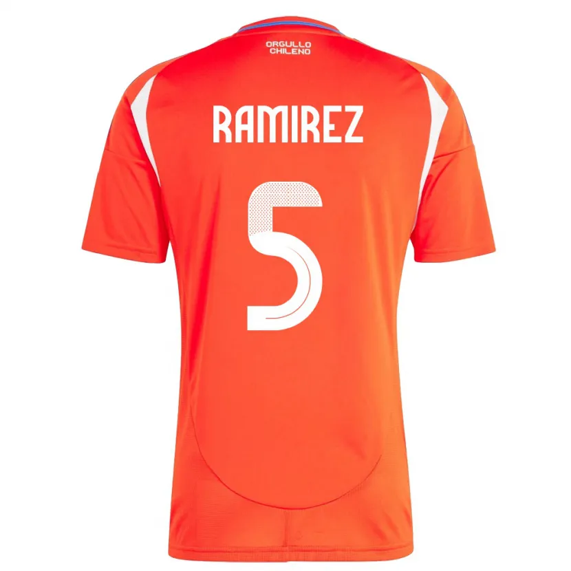 Danxen Bambino Maglia Cile Fernanda Ramírez #5 Rosso Kit Gara Home 24-26 Maglietta