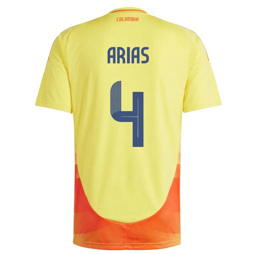 Danxen Bambino Maglia Colombia Santiago Arias #4 Giallo Kit Gara Home 24-26 Maglietta