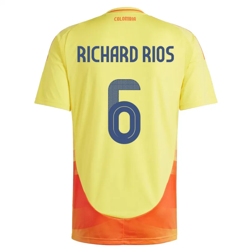 Danxen Bambino Maglia Colombia Richard Ríos #6 Giallo Kit Gara Home 24-26 Maglietta