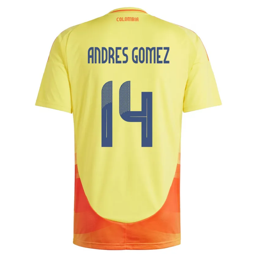 Danxen Bambino Maglia Colombia Carlos Andrés Gómez #14 Giallo Kit Gara Home 24-26 Maglietta