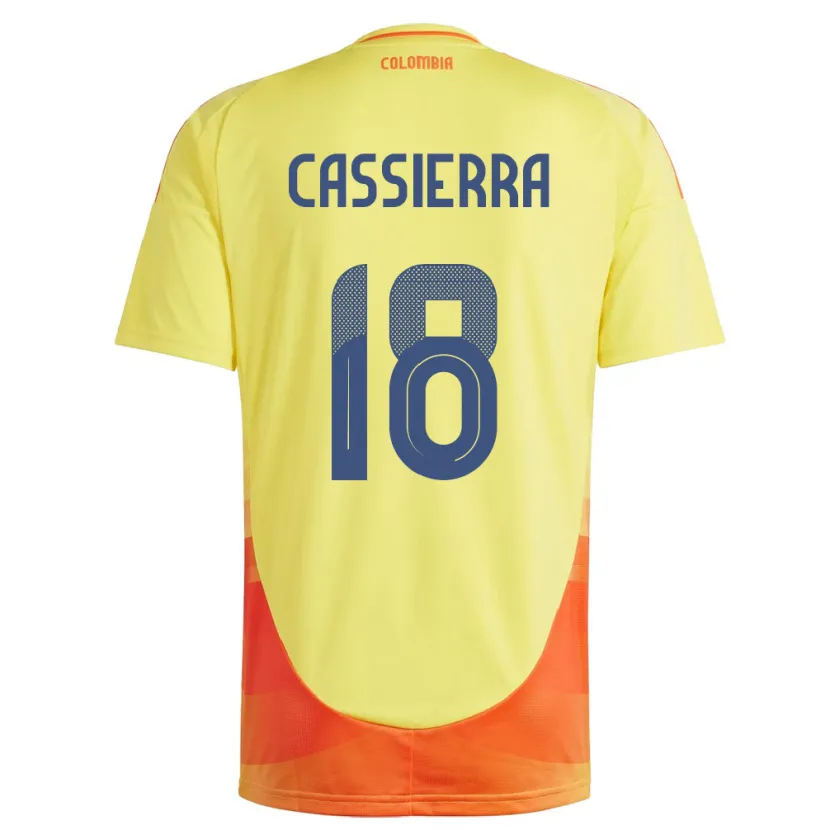 Danxen Bambino Maglia Colombia Mateo Cassierra #18 Giallo Kit Gara Home 24-26 Maglietta