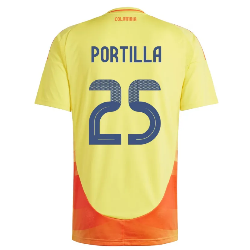 Danxen Bambino Maglia Colombia Juan Portilla #25 Giallo Kit Gara Home 24-26 Maglietta