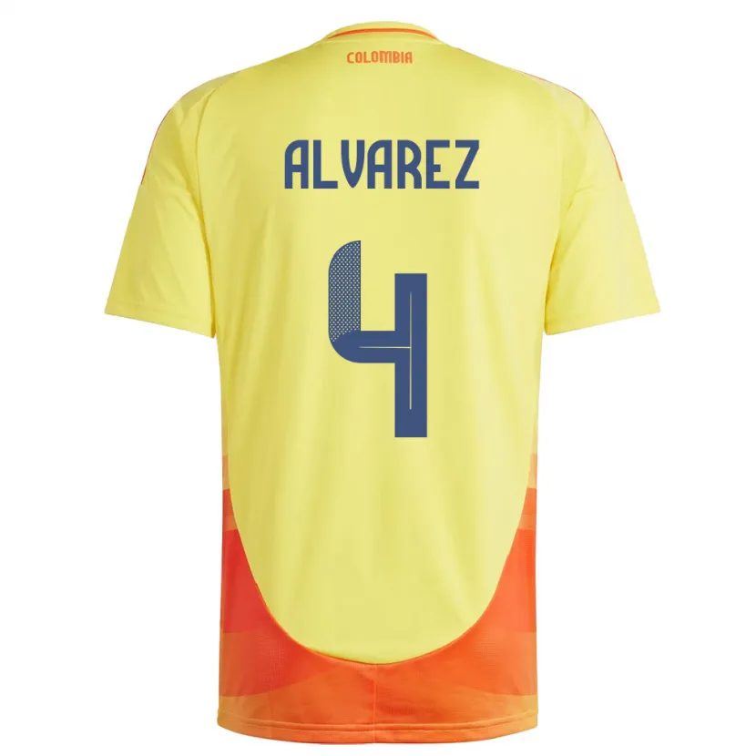Danxen Bambino Maglia Colombia Fernando Álvarez #4 Giallo Kit Gara Home 24-26 Maglietta