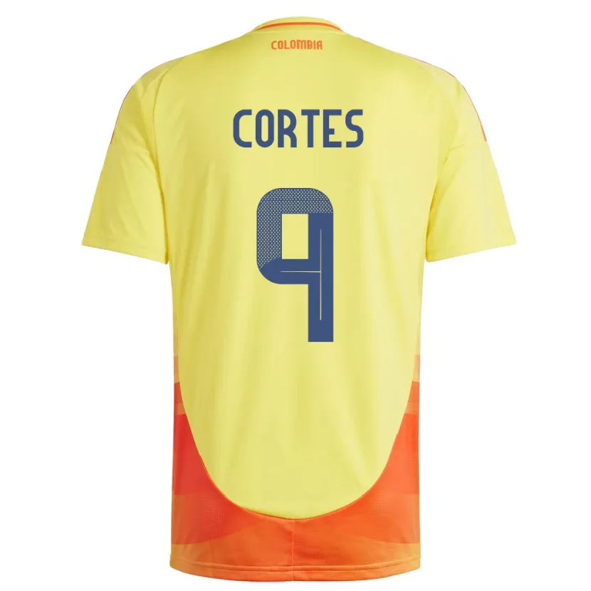 Danxen Bambino Maglia Colombia Carlos Cortés #9 Giallo Kit Gara Home 24-26 Maglietta