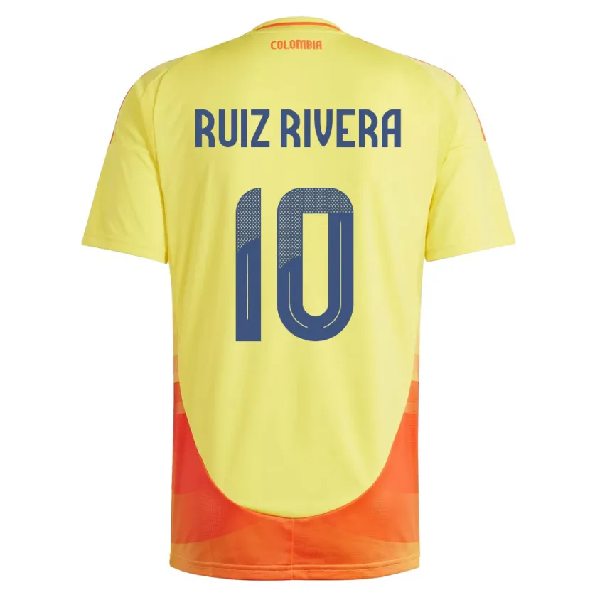 Danxen Bambino Maglia Colombia Daniel Ruiz Rivera #10 Giallo Kit Gara Home 24-26 Maglietta