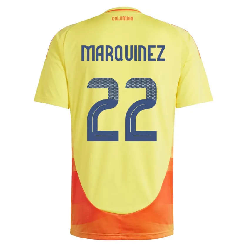 Danxen Bambino Maglia Colombia Luis Marquinez #22 Giallo Kit Gara Home 24-26 Maglietta