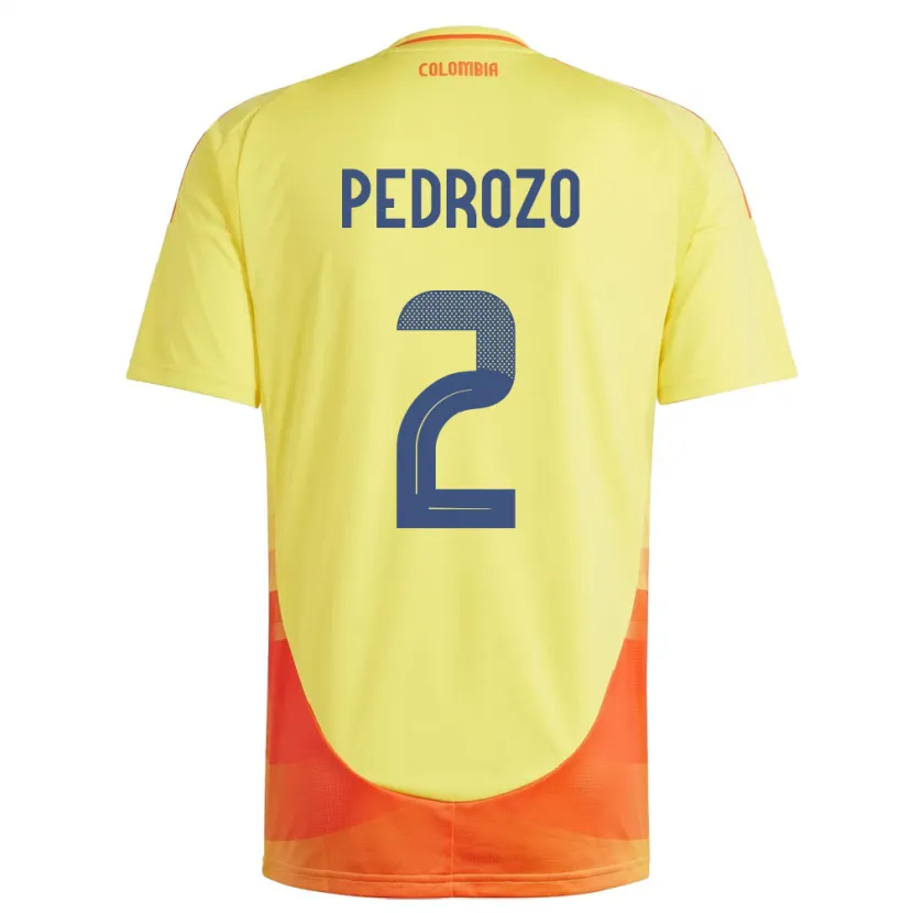 Danxen Bambino Maglia Colombia Daniel Pedrozo #2 Giallo Kit Gara Home 24-26 Maglietta