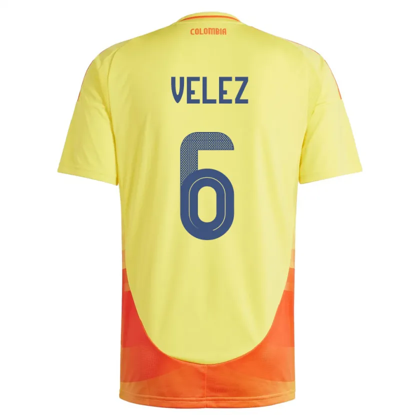 Danxen Bambino Maglia Colombia Jhon Vélez #6 Giallo Kit Gara Home 24-26 Maglietta
