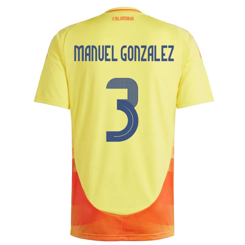 Danxen Bambino Maglia Colombia Carlos Manuel González #3 Giallo Kit Gara Home 24-26 Maglietta