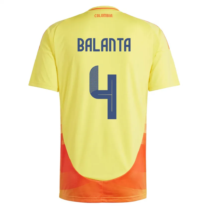 Danxen Bambino Maglia Colombia Marlon Balanta #4 Giallo Kit Gara Home 24-26 Maglietta